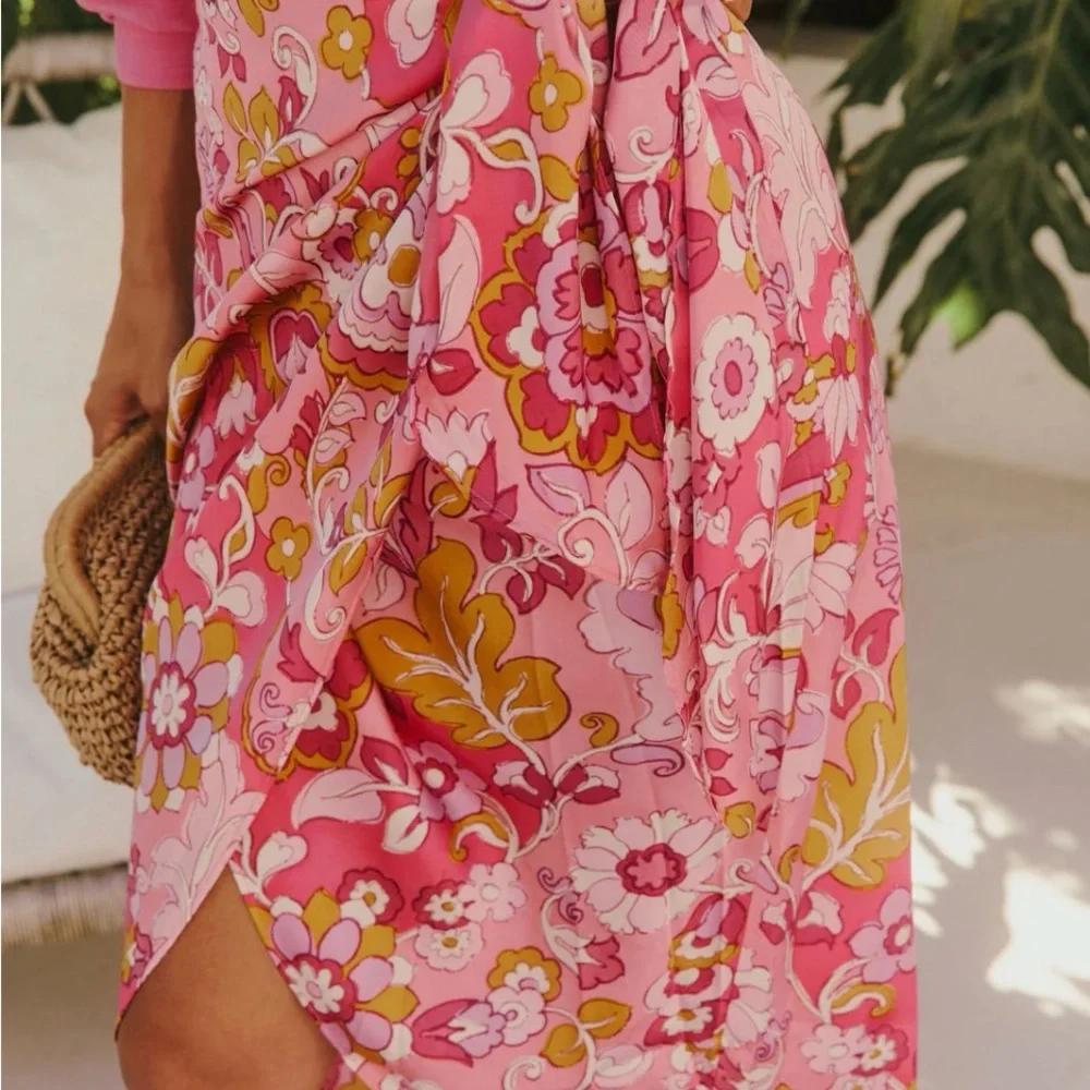 NWOT Forum Pink Floral wrap Midi Skirt - Picture 12 of 12